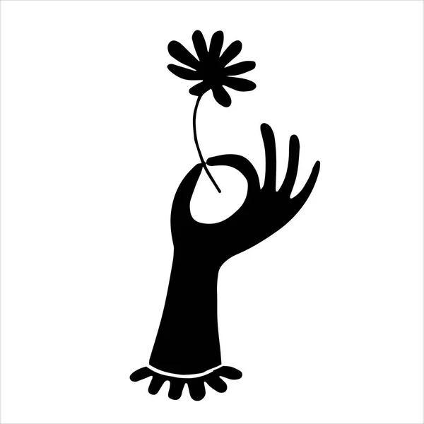 Векторный Рисунок Винтажном Стиле Женская Рука Цветком Символ Мистики Магии — стоковый вектор