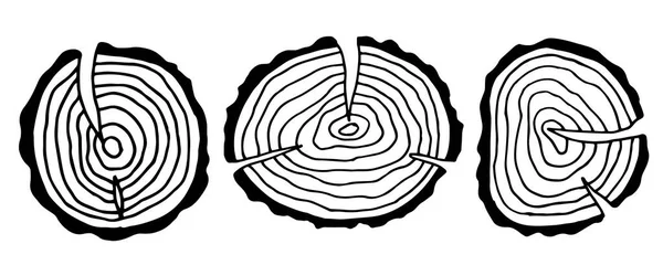 Векторная Иллюстрация Простой Рисунок Каракулями Набор Срезов Деревьев Коллекция Порезов — стоковый вектор