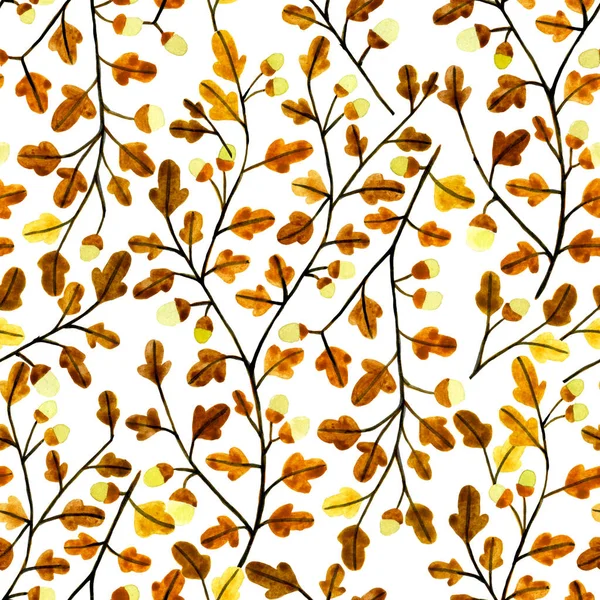 Aquarel Naadloos Patroon Het Thema Van Herfst Bladeren Takken Van — Stockfoto