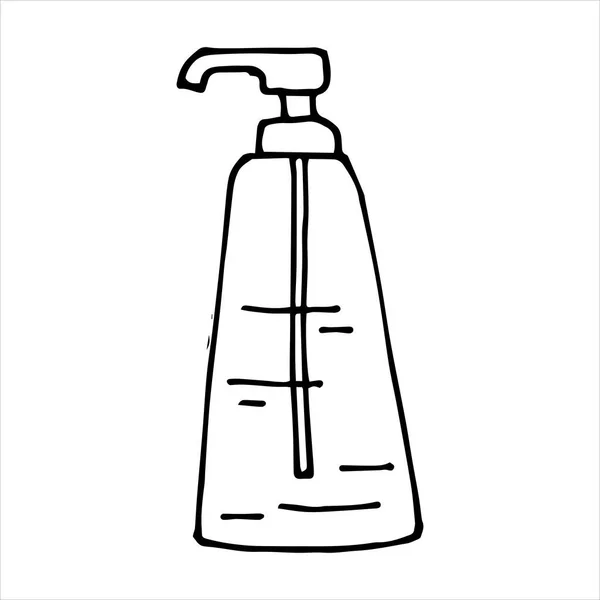 Vektor Illustration Doodle Stil Desinfektionsmittel Behälter Für Seife Reinigungsmittel Hygiene — Stockvektor