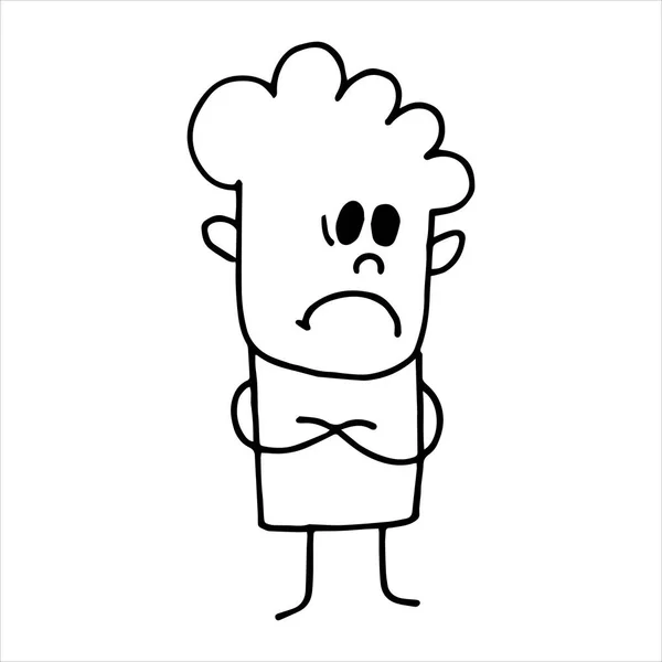 Ilustración Vectorial Estilo Doodle Lindo Personaje Hombre Triste Símbolo Problema — Archivo Imágenes Vectoriales