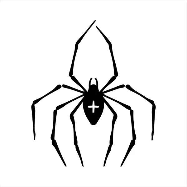 単純な線画ベクトル図です クモだ 黒と白の絵クモのシルエット ハロウィーンのシンボル魔法魔術神秘主義 白い背景に隔離され — ストックベクタ