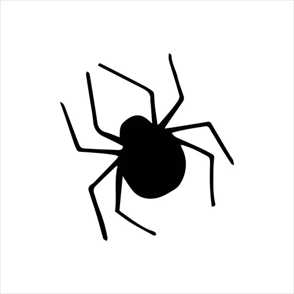 Einfache Linienzeichnung Vektor Illustration Spinne Schwarz Weiße Zeichnung Silhouette Einer — Stockvektor