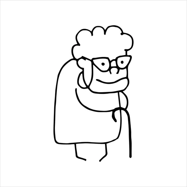 Dibujo Vectorial Estilo Garabato Agradable Anciana Abuela Con Gafas Con — Vector de stock