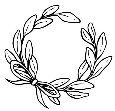 Noel çelengi. Şirin karalama çizimi.