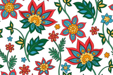 Doğulu tarzında kusursuz bir desen. Folk tarzı çiçek süsü olan vektör izi.