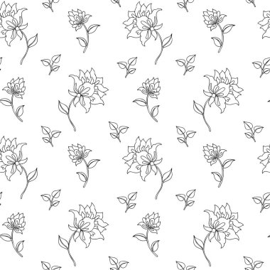 Çiçek desenli, doğu tarzında kusursuz vektör izi. Soyut çiçekler. Renk sayfası.