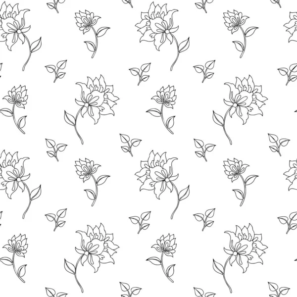 Çiçek desenli, doğu tarzında kusursuz vektör izi. Soyut çiçekler. Renk sayfası.