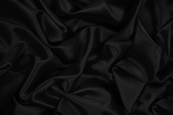 Schwarzer Seidensatin Schwarzer Eleganter Glänzender Stoffhintergrund Schöne Abstrakte Hintergrund — Stockfoto