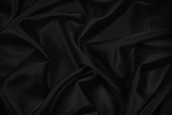 Fondo Negro Abstracto Fondo Textura Tela Satén Seda Negra Hermosos — Foto de Stock