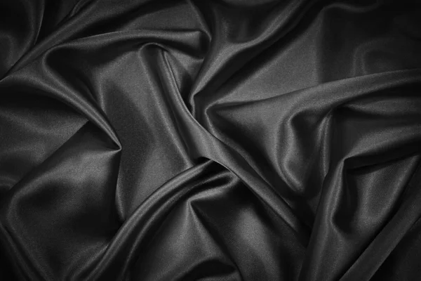 Fond Noir Abstrait Tissu Satin Soie Noir Fond Texture Beaux — Photo