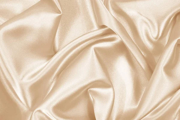 Beige Light Brown Silk Satin Background Soft Wavy Folds Fabric — Stock Photo, Image