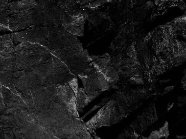 Siyah beyaz kaya dokusu. Karanlık taş arka plan. Tasarım için alanı kopyala. Web pankartı.