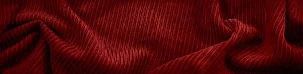 Abstract Red Background Corduroy Fabric Soft Wavy Folds Festive Background — ストック写真