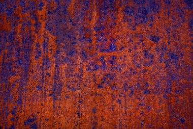      Soyut mavi turuncu arka plan. Ton pas dokusu. Tasarım için kopyalama alanı olan paslı metal arka plan. Web afişi. Modern renkli arkaplan.                          