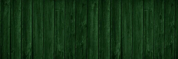 Tmavě Zelené Dřevěné Pozadí Kopírovacím Prostorem Pro Design Široký Prapor — Stock fotografie