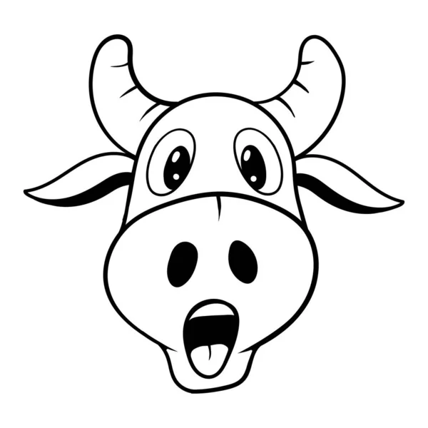 Illustration Noir Blanc Taureau Une Vache Surprise Taureau Surpris Symbole — Image vectorielle