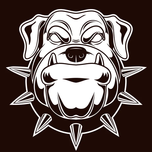 Illustrazione Vettoriale Bianco Nero Bulldog Bulldog Arrabbiato Una Shirt Attenzione — Vettoriale Stock