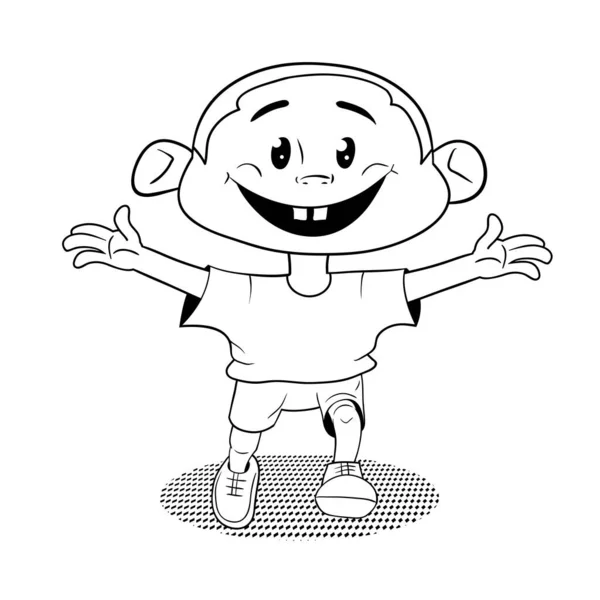 Szczęśliwego Biegającego Chłopca Kreskówkowym Stylu Ilustracja Wektora Zabawny Facet Chce — Wektor stockowy