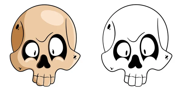 Vektorillustration Eines Totenkopfes Cartoon Stil Lustiger Totenkopf Cartoon Schädel Isoliert — Stockvektor