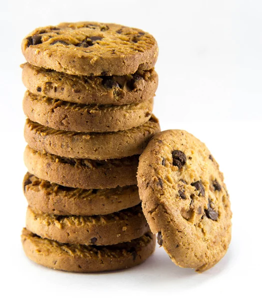 Chocolate chip cookies on white background — Stock Photo, Image