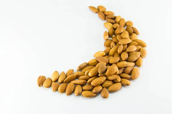 Peeled almonds nuts isolated on white background — Stock Photo, Image