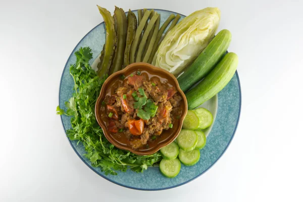 Nam Prik Aong (Tay adı) (Kuzey Tayland et ve domates baharatlı D