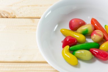 Woodedn tablo, Tay geleneksel tatlı nefis imitasyon meyve