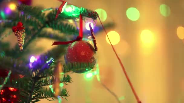 Decoração de Natal com luz colorida no fundo — Vídeo de Stock