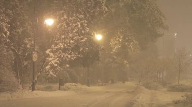 Kar fırtınasında gece Şehir Parkı