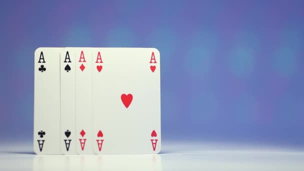 Ace play card on blurry colorful background as success concept — Stock Video