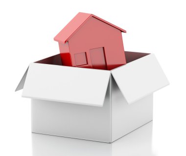 yeni evde 3D: Beyaz kutu.