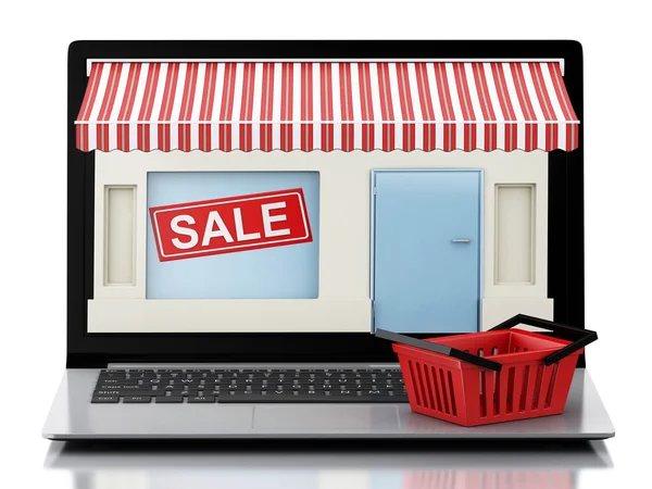 3d Laptop store, e-commerce. — Stock Photo, Image