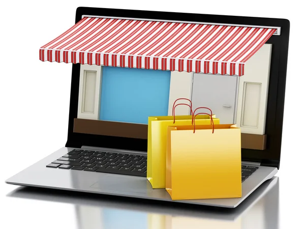 3d Laptop store, e-commerce. — Stock Photo, Image