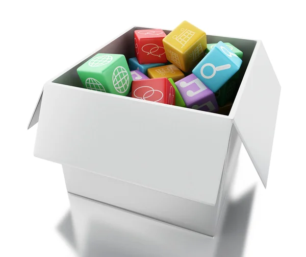 3d Programvare til mobiltelefoner i hvit boks . – stockfoto