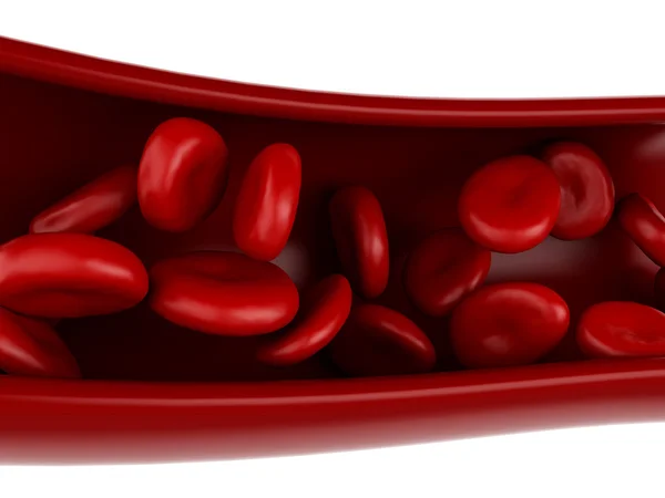 3D rote Blutkörperchen in der Arterie — Stockfoto