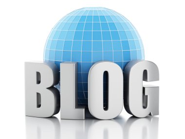 3D blog ve beyaz arka plan üzerinde Küre