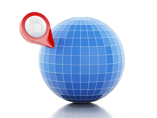 Puntero de mapa 3D y globo —  Fotos de Stock