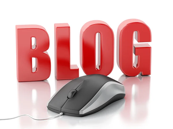 3D-woord blog met pc muis — Stockfoto