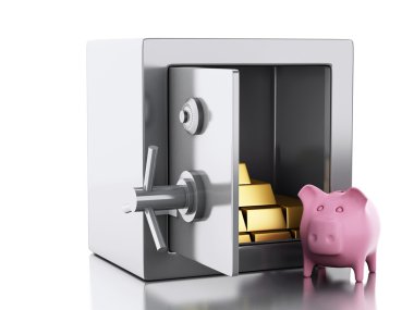 3D kasa. güvenlik kavramı.