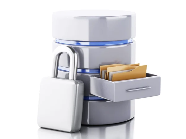 3d Data storage with padlock — Stock Photo, Image