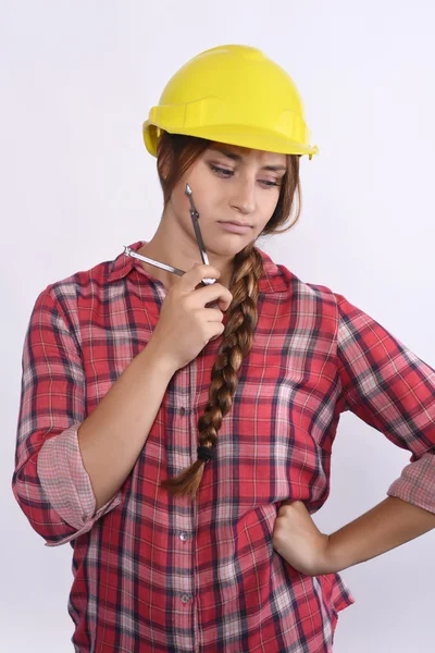 Mulher trabalhador da construção — Fotografia de Stock