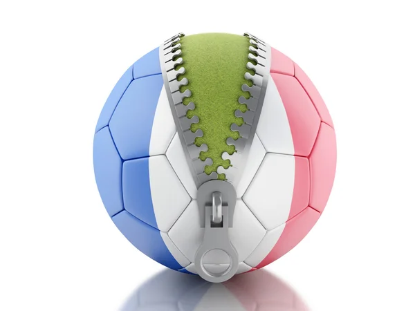 3D Soccer Ball med Frankrikes flagga — Stockfoto