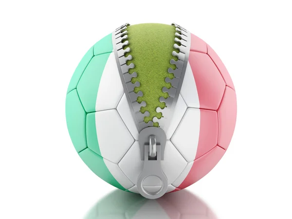 3d Pallone da calcio con bandiera italiana — Foto Stock