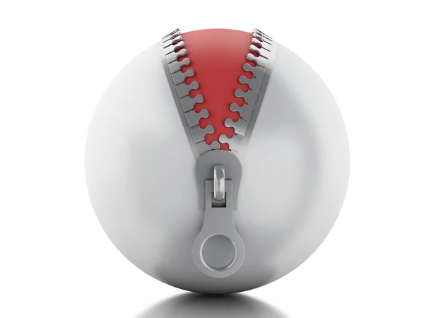 3d white ball with zipper — Stock Photo, Image