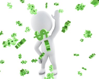 Dolar işaretleri ile 3d Beyaz insanlar. 