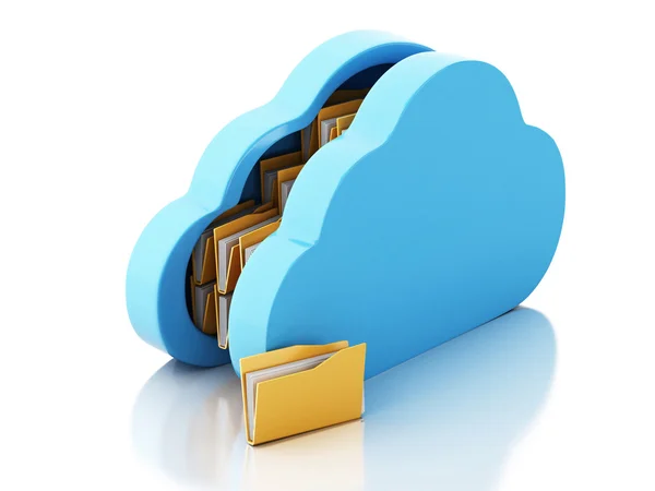 3d Archiviazione di file in cloud su sfondo bianco . — Foto Stock