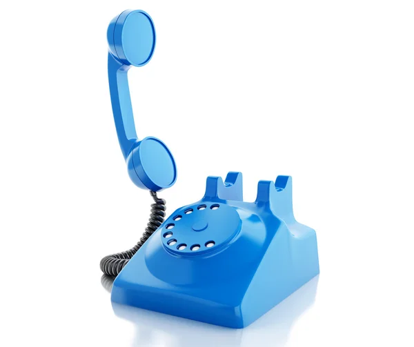 3d Vecchio telefono blu. Concetto di comunicazione . — Foto Stock