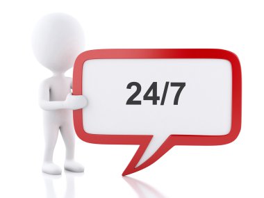 Beyaz insanlarla 3D: 24/7 ile konuşma balonu.