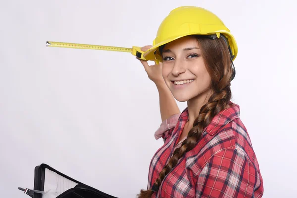 Kobieta robotnik budowlany — Zdjęcie stockowe